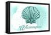 Washington - Scallop Shell - Teal - Coastal Icon-Lantern Press-Framed Stretched Canvas