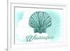 Washington - Scallop Shell - Teal - Coastal Icon-Lantern Press-Framed Art Print