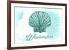 Washington - Scallop Shell - Teal - Coastal Icon-Lantern Press-Framed Art Print