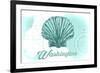 Washington - Scallop Shell - Teal - Coastal Icon-Lantern Press-Framed Art Print