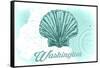 Washington - Scallop Shell - Teal - Coastal Icon-Lantern Press-Framed Stretched Canvas