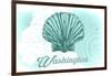 Washington - Scallop Shell - Teal - Coastal Icon-Lantern Press-Framed Art Print