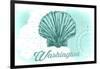 Washington - Scallop Shell - Teal - Coastal Icon-Lantern Press-Framed Art Print