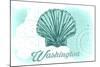 Washington - Scallop Shell - Teal - Coastal Icon-Lantern Press-Mounted Art Print