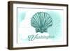 Washington - Scallop Shell - Teal - Coastal Icon-Lantern Press-Framed Art Print