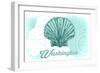 Washington - Scallop Shell - Teal - Coastal Icon-Lantern Press-Framed Art Print