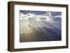 Washington, Seabeck. Seagull and God Rays over the Olympic Mountains-Don Paulson-Framed Photographic Print