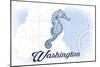 Washington - Seahorse - Blue - Coastal Icon-Lantern Press-Mounted Art Print