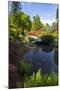 Washington, Seattle, Kubota Gardens, Spring Flowers and Moon Bridge in Reflection-Terry Eggers-Mounted Photographic Print