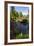 Washington, Seattle, Kubota Gardens, Spring Flowers and Moon Bridge in Reflection-Terry Eggers-Framed Photographic Print