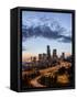 Washington, Seattle. Sunset View of Downtown over I-5 from the Jose Rizal Bridge-Gary Luhm-Framed Stretched Canvas