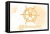 Washington - Ship Wheel - Yellow - Coastal Icon-Lantern Press-Framed Stretched Canvas