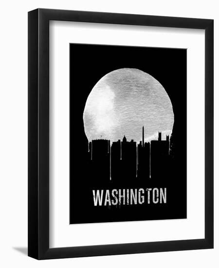 Washington Skyline Black-null-Framed Art Print