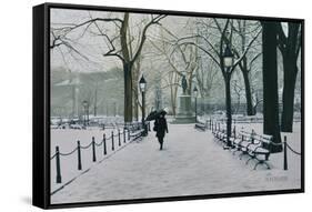 Washington Square Park in the Snow, 2014-Max Ferguson-Framed Stretched Canvas