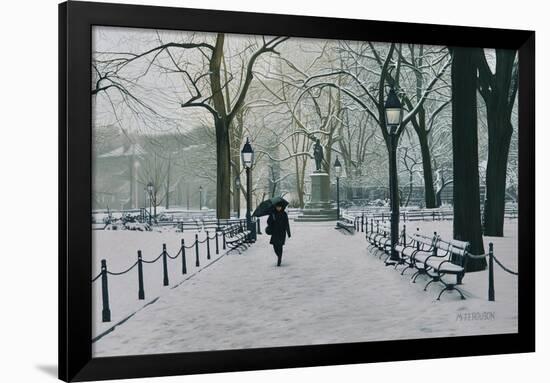 Washington Square Park in the Snow, 2014-Max Ferguson-Framed Premium Giclee Print