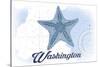 Washington - Starfish - Blue - Coastal Icon-Lantern Press-Stretched Canvas