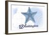 Washington - Starfish - Blue - Coastal Icon-Lantern Press-Framed Art Print