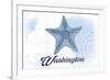 Washington - Starfish - Blue - Coastal Icon-Lantern Press-Framed Art Print