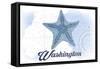 Washington - Starfish - Blue - Coastal Icon-Lantern Press-Framed Stretched Canvas