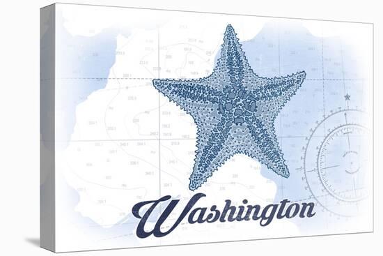 Washington - Starfish - Blue - Coastal Icon-Lantern Press-Stretched Canvas