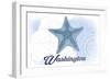 Washington - Starfish - Blue - Coastal Icon-Lantern Press-Framed Art Print