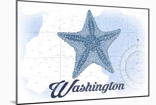 Washington - Starfish - Blue - Coastal Icon-Lantern Press-Mounted Art Print