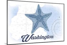 Washington - Starfish - Blue - Coastal Icon-Lantern Press-Mounted Art Print