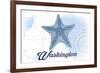 Washington - Starfish - Blue - Coastal Icon-Lantern Press-Framed Premium Giclee Print