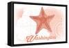 Washington - Starfish - Coral - Coastal Icon-Lantern Press-Framed Stretched Canvas