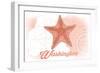 Washington - Starfish - Coral - Coastal Icon-Lantern Press-Framed Art Print