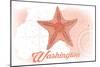 Washington - Starfish - Coral - Coastal Icon-Lantern Press-Mounted Art Print