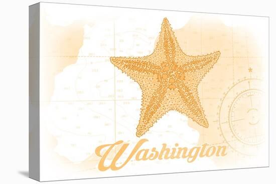 Washington - Starfish - Yellow - Coastal Icon-Lantern Press-Stretched Canvas