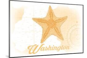 Washington - Starfish - Yellow - Coastal Icon-Lantern Press-Mounted Art Print