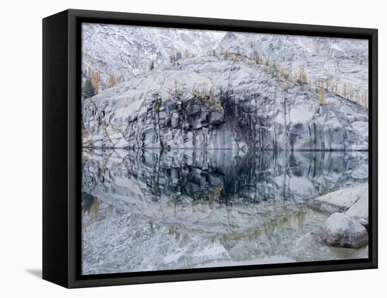 Washington State, Alpine Lakes Wilderness. Enchantment Lakes, reflection in Leprechaun Lake-Jamie & Judy Wild-Framed Stretched Canvas