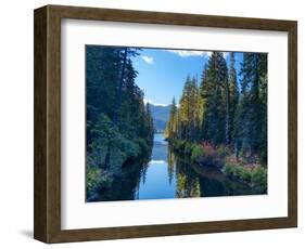 Washington State. Cooper Lake in Central Washington. Cascade Mountains reflecting in calm waters.-Terry Eggers-Framed Photographic Print