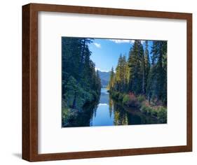 Washington State. Cooper Lake in Central Washington. Cascade Mountains reflecting in calm waters.-Terry Eggers-Framed Photographic Print