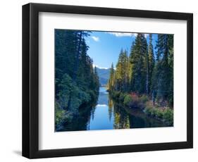 Washington State. Cooper Lake in Central Washington. Cascade Mountains reflecting in calm waters.-Terry Eggers-Framed Photographic Print