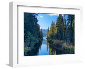 Washington State. Cooper Lake in Central Washington. Cascade Mountains reflecting in calm waters.-Terry Eggers-Framed Photographic Print