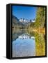 Washington State. Cooper Lake in Central Washington, Cascade Mountains reflecting in calm waters.-Terry Eggers-Framed Stretched Canvas