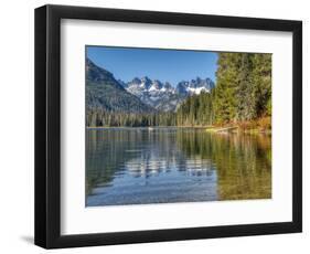 Washington State. Cooper Lake in Central Washington, Cascade Mountains reflecting in calm waters.-Terry Eggers-Framed Photographic Print