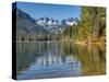 Washington State. Cooper Lake in Central Washington, Cascade Mountains reflecting in calm waters.-Terry Eggers-Stretched Canvas