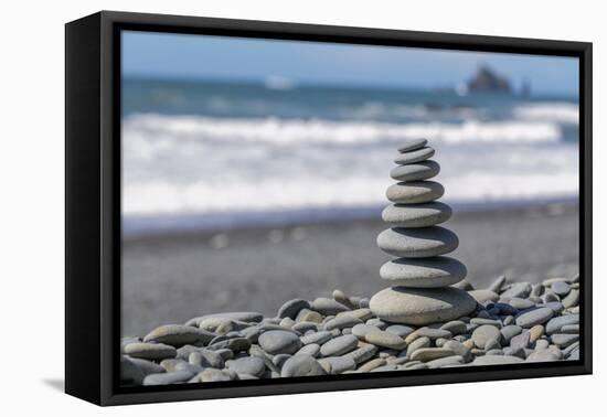 Washington State, Olympic National Park. Stacked Beach Rocks-Jaynes Gallery-Framed Stretched Canvas