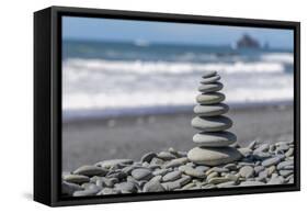 Washington State, Olympic National Park. Stacked Beach Rocks-Jaynes Gallery-Framed Stretched Canvas