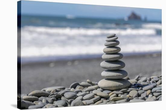 Washington State, Olympic National Park. Stacked Beach Rocks-Jaynes Gallery-Stretched Canvas