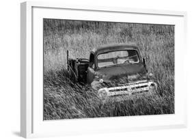 Washington State, Palouse. B&W of Vintage Studebaker Pickup Truck in Field-Jaynes Gallery-Framed Photographic Print