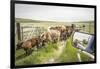 Washington State, Palouse, Whitman County. Pioneer Stock Farm, Cows at Pasture Gate-Alison Jones-Framed Photographic Print