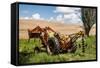 Washington State, Palouse, Whitman County. Pioneer Stock Farm, Tractor Used for Fence Building-Alison Jones-Framed Stretched Canvas