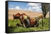 Washington State, Palouse, Whitman County. Pioneer Stock Farm, Tractor Used for Fence Building-Alison Jones-Framed Stretched Canvas