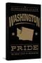 Washington State Pride - Gold on Black-Lantern Press-Stretched Canvas