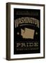 Washington State Pride - Gold on Black-Lantern Press-Framed Art Print